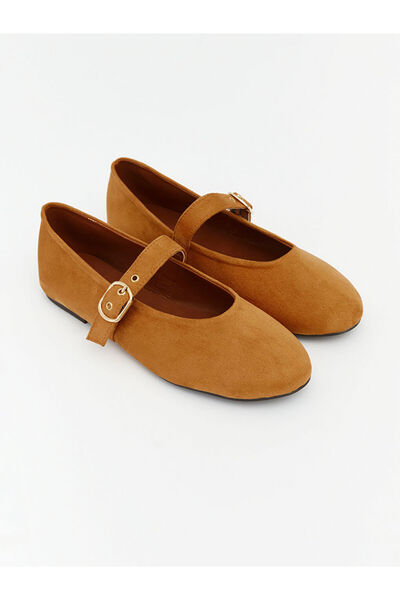 LC Waikiki Beige Leather Look Women's Ballerinas