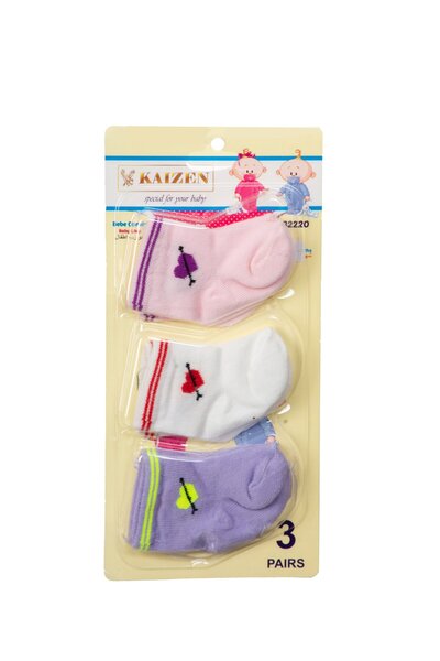 KAİZEN 3 sets of baby girl socks in the shape of a heart (9 pieces)