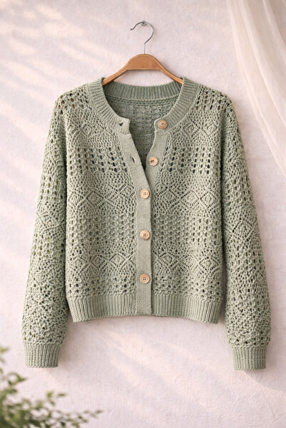 Retrobird Perforated Spring Cardigan for Women Çağla