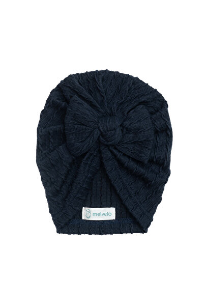melvelo Baby turban with bow, cotton, Knitwear - Deep Space 0-4 years