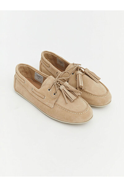 LC Waikiki Bej Süet Kadın Loafer Ayakkabı