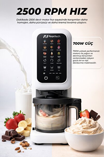 PiranTech DM-26 12 Programlı Dondurma Makinesi | Jelato, Sorbe, Milkshake Yapma Makinesi