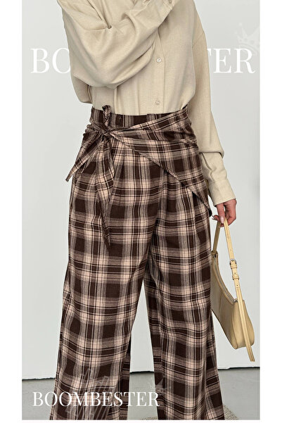 BoomBester Pantaloni Premium pentru femei, pachet de ecosez pantaloni palazzo...