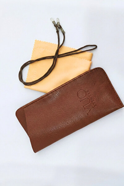 yuoeyewear Brown Glasses Case |   Glasses Strap + 1 Cleaning Cloth