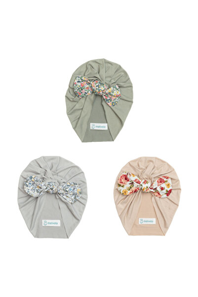 melvelo Pack 3 baby turban with cover, polyester, Melvelo, Flower - Sage, San...
