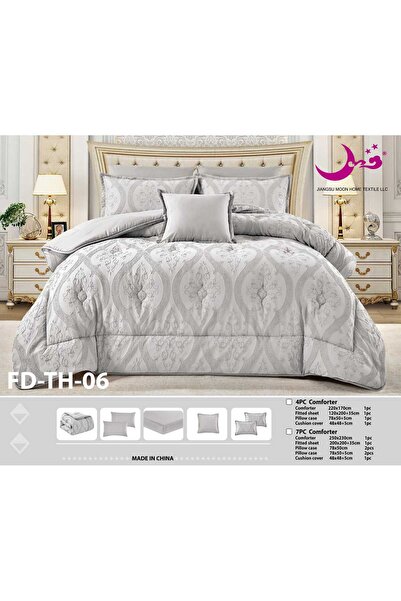 Moon مفرش سرير مزدوج مطرز صيفي بارد 230*250 - طقم 7قطع - لحاف نفرين صيفي مطرز...