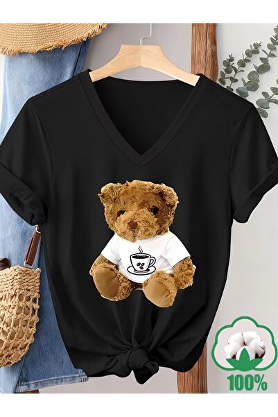 yombaa Štampano Majica, kratki rukav, V-izrez, letnja i prolećna ležerna maji...