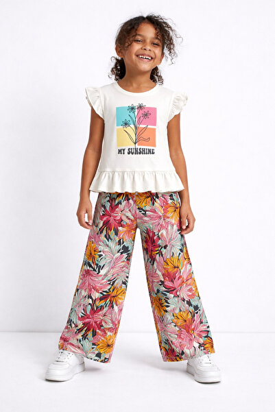 BABY SPORT Set de vară pentru fete, din bumbac, cu model floral, pantaloni și...