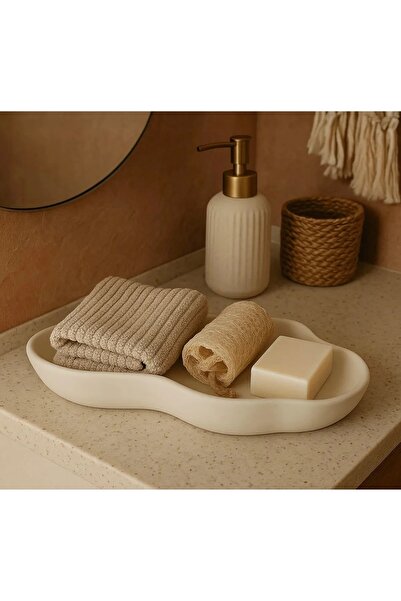 MYELFA Asymmetrical Decorative Textured Plate, Bathroom Organizer, Key and Ca...
