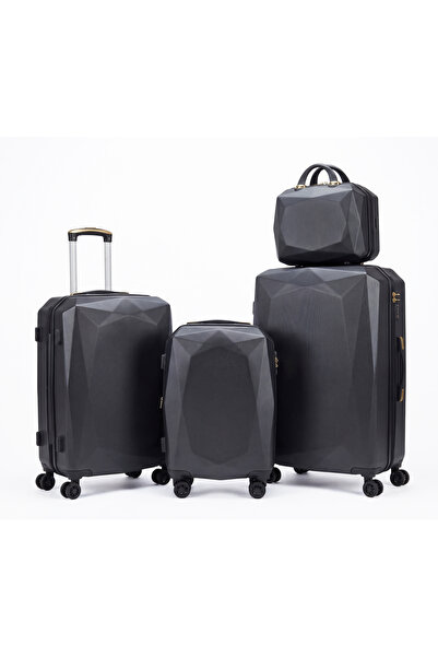 ASFAR 4 PCS ABS Travel Luggage Set 14-20-24-28 Inch Suitcase Spinner Wheels T...