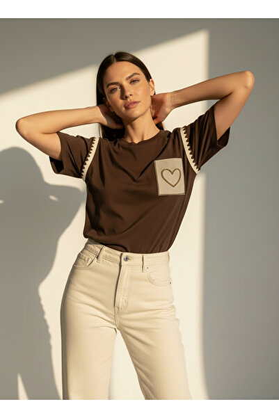 VETTA İşleme Detaylı Bisiklet Yaka T-shirt