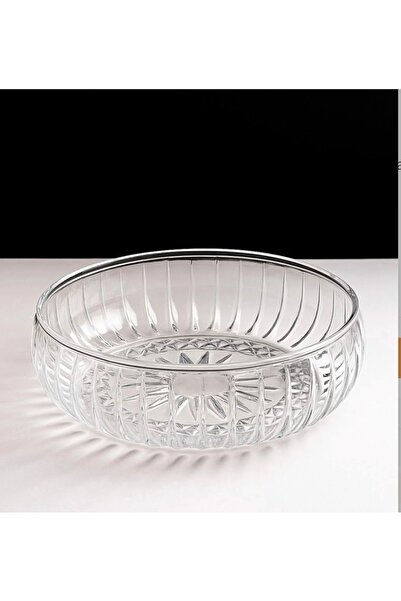 ORTAKÖY CENNETİ Handmade Heavy Thick Large Glass Salad Bowl 24X6.5 cm Linea Dish