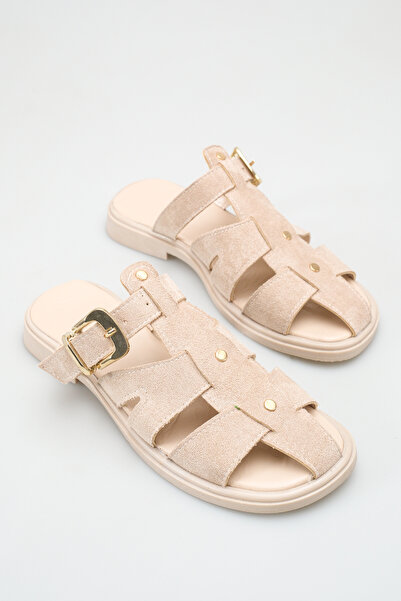 meyra'nın ayakkabıları Women's Skin Suede Buckle Detail Flat Sole Slipper