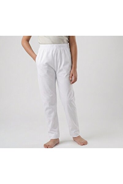 FIDCHY Boys' long pants, 100% Cotton, without a seat – white – Elastic Waist ...