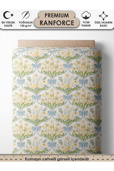 FabricsTown %100 Pamuk Ranforce Kumaş 100x240 cm 120 g/m² Dijital Baskı Premi...