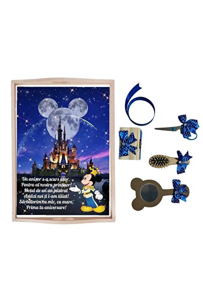 Your Baby Store Boy's Mickey Mouse themed electric blue cutting tray set