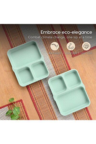 REuse 3 Compartment Reusable Plate 8 Inch | 1 Piece | Coffee Husk | Celeste G...