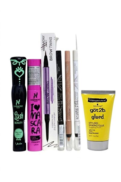 HARMONY MAKUP هارموني بيوتي مجموعه مكونة من 3 كحل + ايلاينر + 2 ماسكارا + جل ...