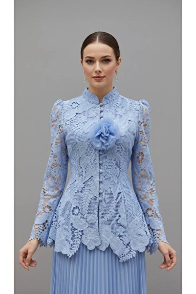 Rabiossa Kadın Dantel İşlemeli Peplum Takım (3D Çiçek Detaylı)