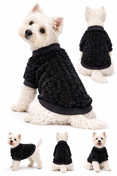 DOGİ&DOG Küçük Irk Siyah Triko Yün Kazak Köpek Kıyafeti (1-10KG)