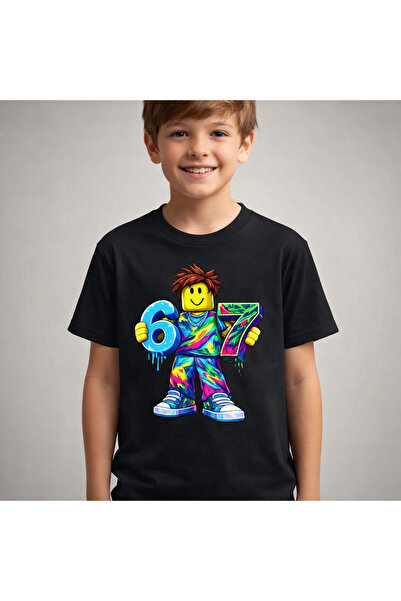 MGMediaDesign Six Seven Personalized Black T-Shirt for Kids 8-9 or 10-11 Year...