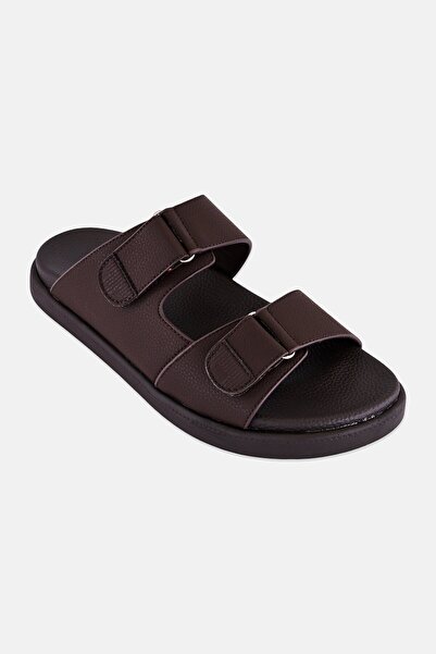 English Laundry Men Adjustable Slip On Arabic Sandals, Dark Brown