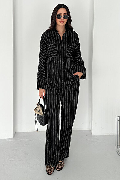 Noa&Noa Woven Striped Double Set – Black Pinstripe Set