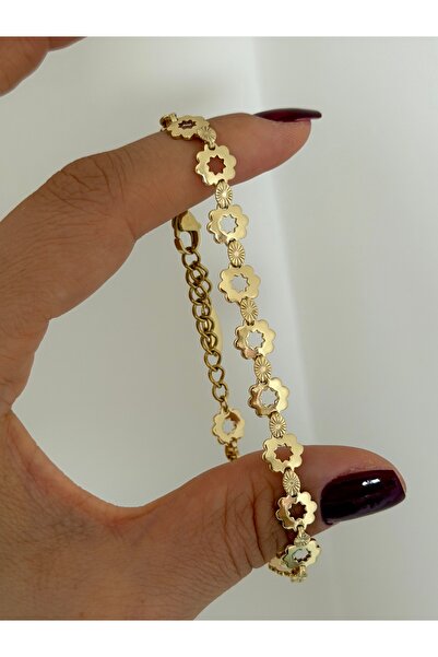 Butik Xuping 14K Gold Color Floral Print Steel Bracelet 21cm