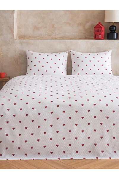 LC Waikiki القلب الأحمر منقوش قطن مزدوج طقم بنمط البيكيه (S6)