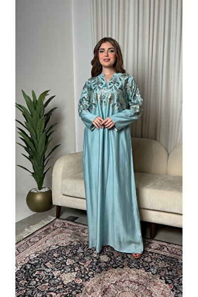 KASHKHA Soft linen jalabiya with elegant embroidery