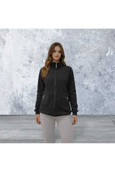 ahsetekstil Black Cardigan with Zipper