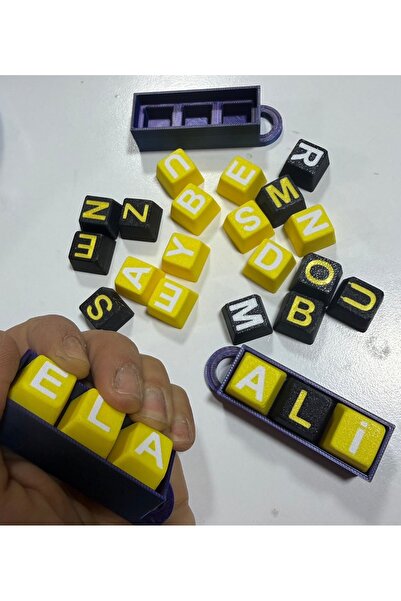 SS 3D MODELLEME 3 Harfli, Clic Sesli, İsimli Klavye Anahtarlık, Stres Gideric...