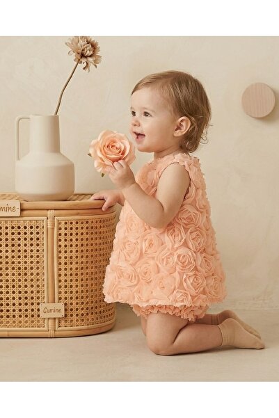 Cumino Baby Girl 3D Floral Evening Dress 2-Piece Panty Dress with Bow on the ...