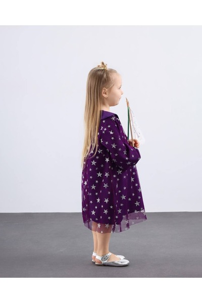 TINY BEAR فستان بناتي مزين بالنجوم