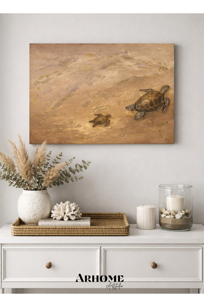 Arhomeartstudio Dokulu Kaplumbağa Tablo El Yapımı 3D Kabartmalı Modern Bohem ...