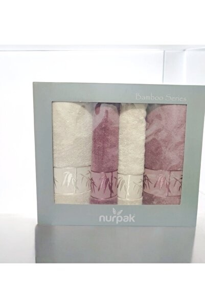 Nurpak Bamboo 4-Piece Boxed Bathroom Set 2 Pieces 50X90 and 2 Pieces 90X150 c...
