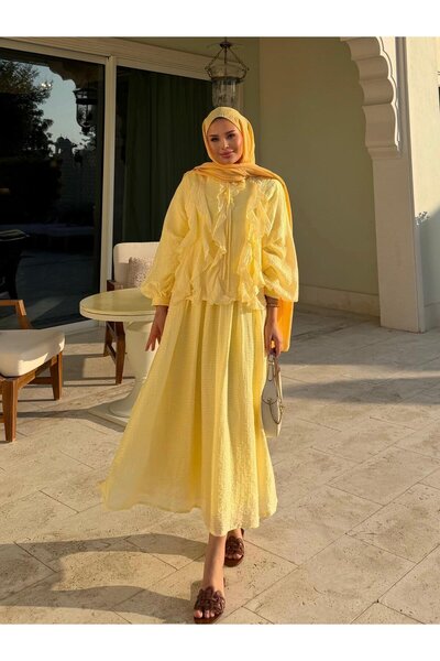 secret of VALORIA Women's Two-Piece Set with Ruffled Skirt - Hijab Clothing C...