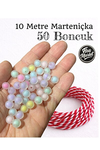 Flea Market HEDİYELİK 1O METRE MARTENİÇKA İPİ VE BONCUKLU BİLEKLİK YAPIM SETİ