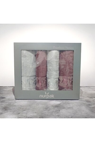 Nurpak Bamboo 4-Piece Boxed Bathroom Set 2 Pieces 50X90 and 2 Pieces 90X150 c...