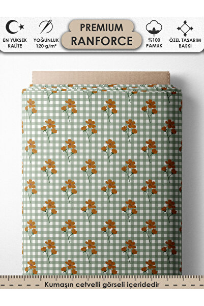 FabricsTown %100 Pamuk Ranforce Kumaş 100x240 cm 120 g/m² Dijital Baskı Premi...