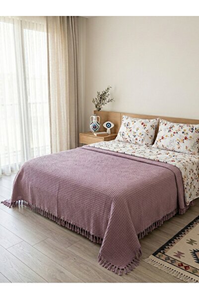 Luca Sera MILLERSONS %100 Pamuk Waffle Dokulu Püsküllü Çift Kişilik Pike Yata...