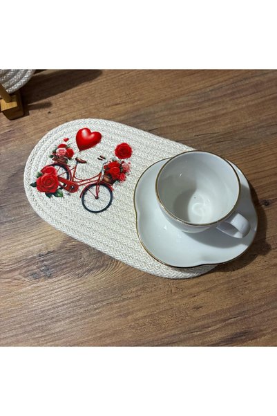 Masalımsı İlmekler DTF مطبوع طقم من قطعتين من مفارش الأكواب