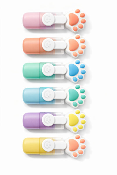 Gökyüzü ışığı Sevimli Tatlım Fosforlu Mini Kalem - 6lı set - Kedi tırnağı