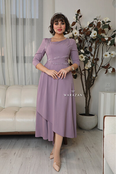 Warazan فستان ناعم باكمام طويله