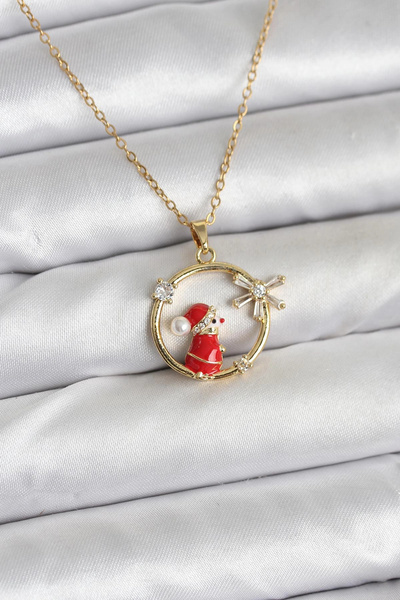 online kapsulavm avm alışveriş 316L Steel Chain Gold Zircon Stone Christmas T...