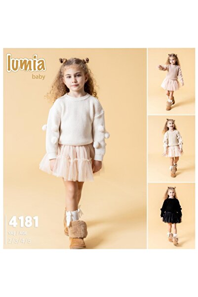 Elit Butik Set de 2 piese pentru fete: Pulover din tricotaj cu pompon și fust...