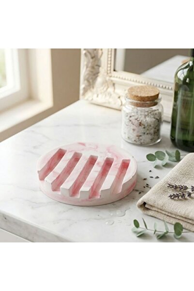 Fiyera Home Concrete Solid Soap Dish Wavy Pink 2 Pieces