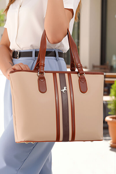 POLO BAG Women's 4-Compartment Striped Long Strap Polo Hand & Shoulder Bag (3...