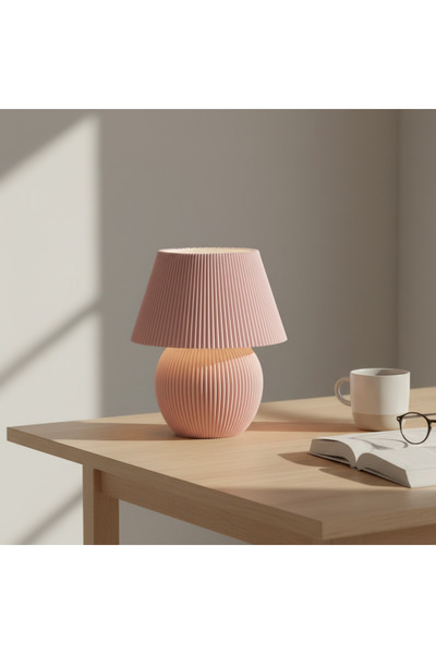 Morvia Mushroom Abajur Pembe – Estetik Dekoratif Masa Lambası