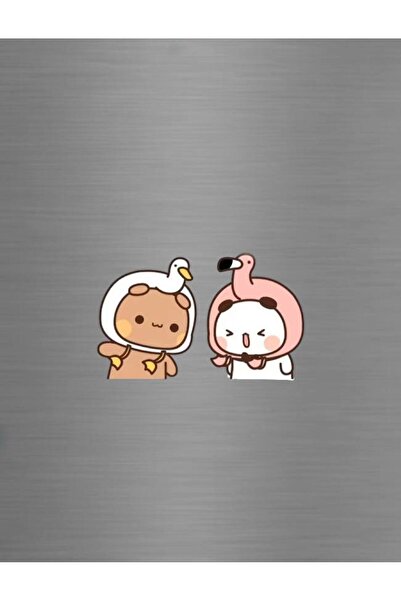 ADA 3D Flamingo Ve Kuğu Kostümlü Dudu Bubu Panda Çifti Sevgili Hediye Dekorat...